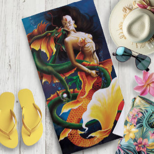 Serviette De Plage Koi Mermaid and Dragon
