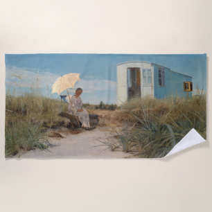 Serviette De Plage La femme de l'artiste avec la caravane familiale