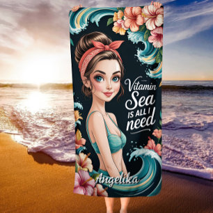 Serviette De Plage La mer vitaminée est tout ce dont j'ai besoin Palm