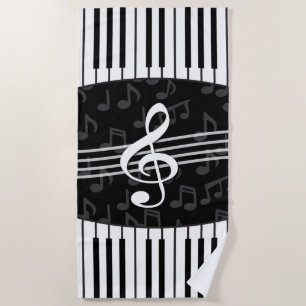 Serviette De Plage La musique élégante note des clés de clef triple