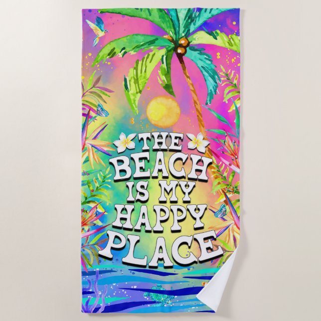 Serviette De Plage La plage est mon Happy Place Beach Towel (Devant)