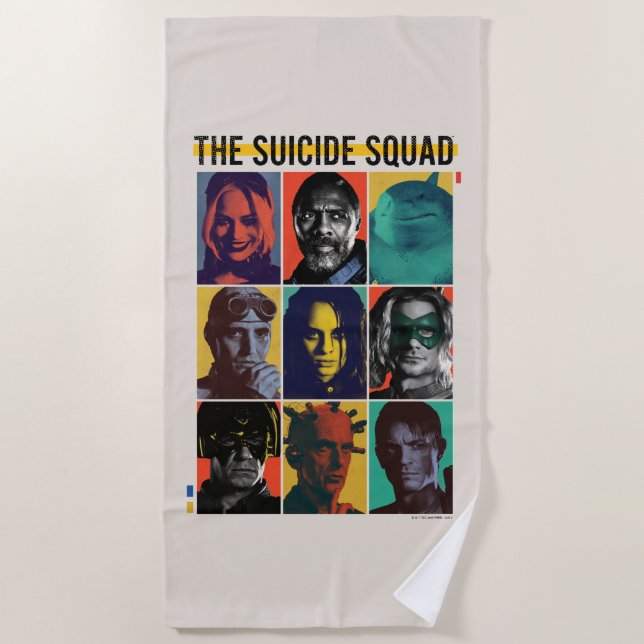 Serviette De Plage La Suicide Squad | Rétro Grid With Harley Quinn (Devant)