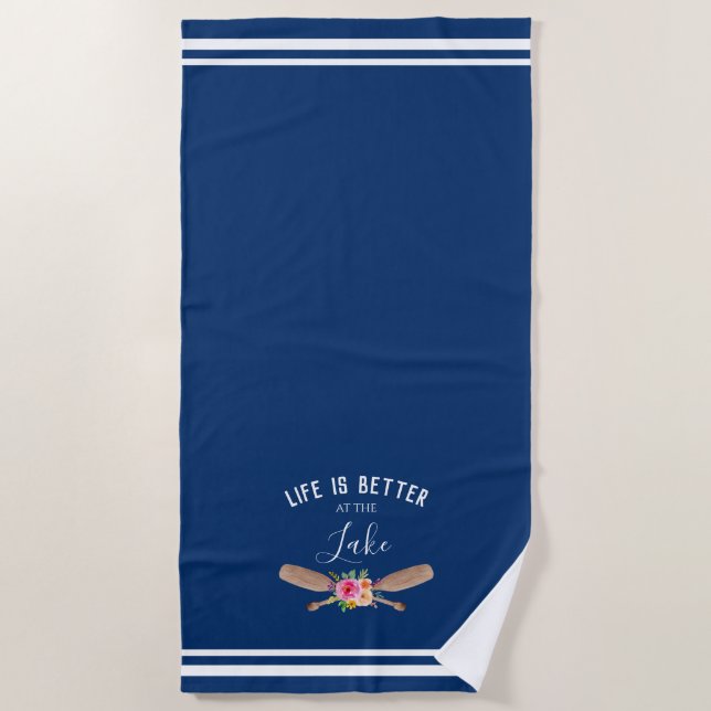 Serviette De Plage La Vie Est Meilleure Au Lac Nautique (Devant)