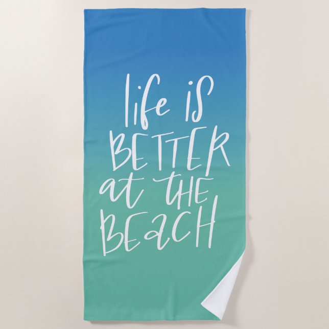 Serviette De Plage La Vie Est Mieux À La Plage (Devant)