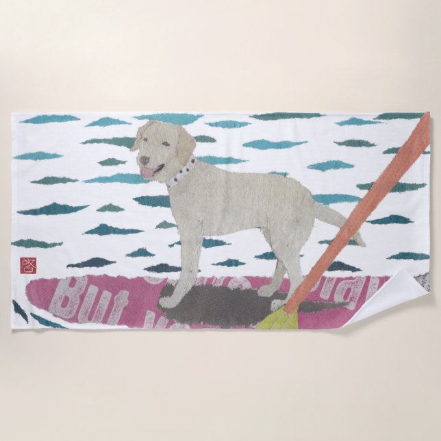 Serviette De Plage Laboratoire jaune, labrador retriever, moderne (Devant)
