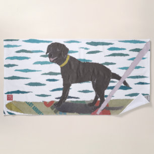 Serviette De Plage Laboratoire noir, labrador retriever, moderne,