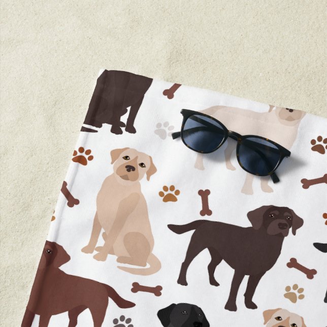 Serviette De Plage Labrador Retriever Paws and Bones Beach Towne (En situation)