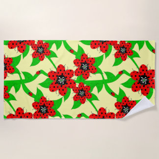 Serviette de plage Ladybug Flowers