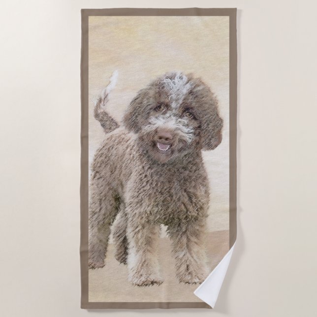 Serviette De Plage Lagotto Romagnolo Peinture - Cute Original Dog Art (Devant)