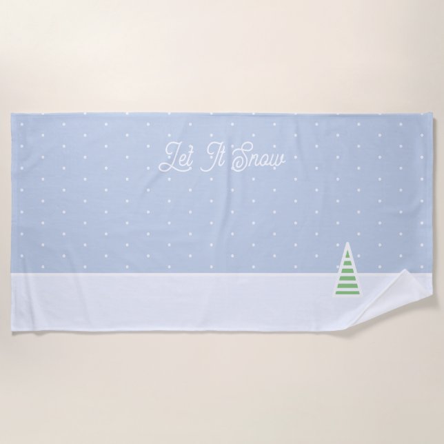 Serviette De Plage Laisser neiger un arbre d'hiver minuscule Ice Blue (Devant)