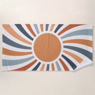 Serviette De Plage Laissez le soleil briller dans un style rétro colo