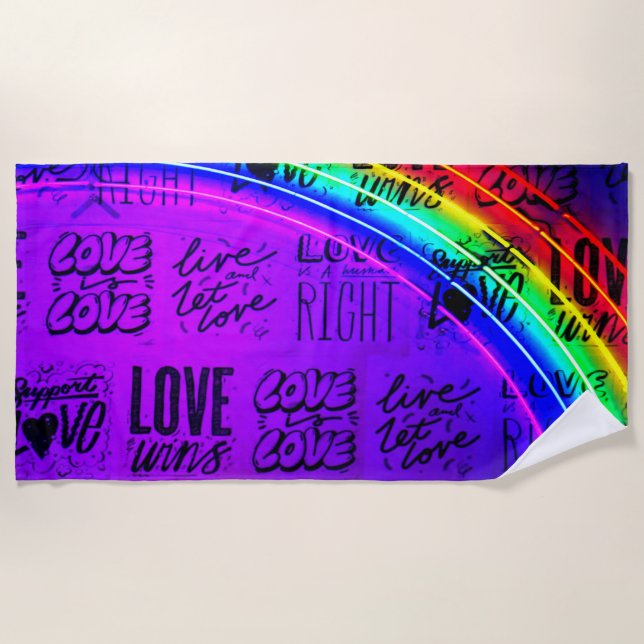 Serviette De Plage L'amour gagne le Gay pride LBGQT Rainbow (Devant)