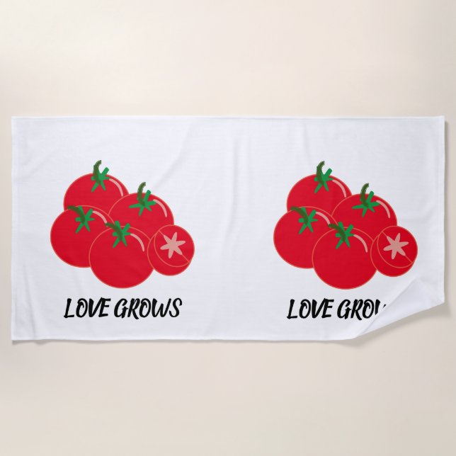 Serviette De Plage L'amour mignon pousse les tomates rouges (Devant)