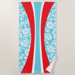 Serviette De Plage Laniakea Hawaiian Striped Surfboard - Aqua