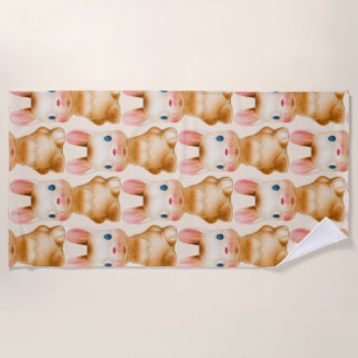 Serviette De Plage Lapin Lapin Crème Vintage