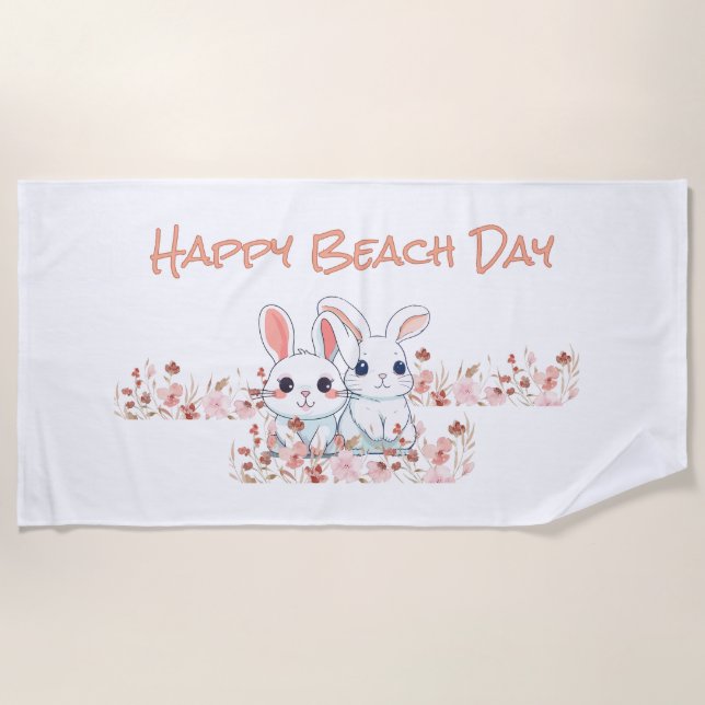 Serviette De Plage Lapin mignon  (Devant)