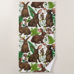 Serviette De Plage Lapins et flore boisée 4