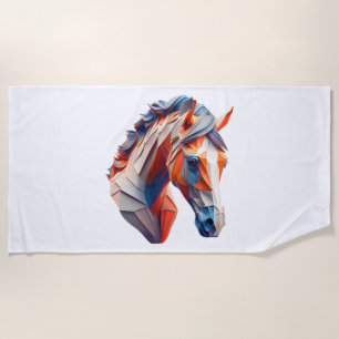 Serviette De Plage L'art du cheval Abstrait Un tour coloré sur la fau