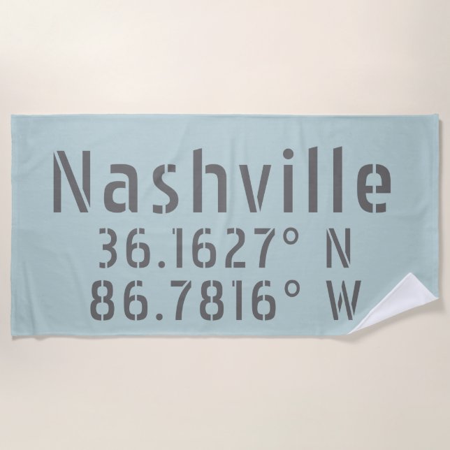 Serviette De Plage Latitude de Nashville TN (Devant)