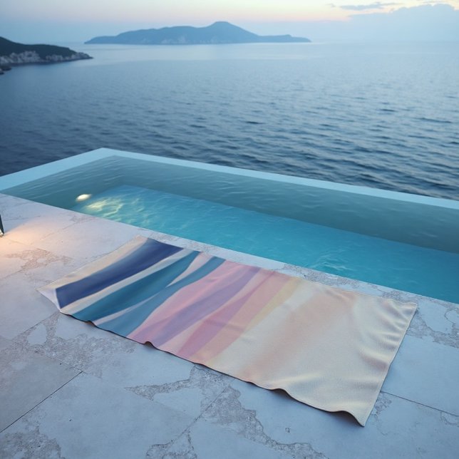 Serviette De Plage Lavande Tide Fluide Abstrait Côtier (Experience dusk serenity. Your elegant Lavender Tide towel for modern coastal luxury.)