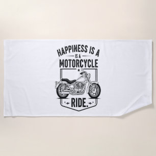 Serviette De Plage Le bonheur est une course de moto.jpg