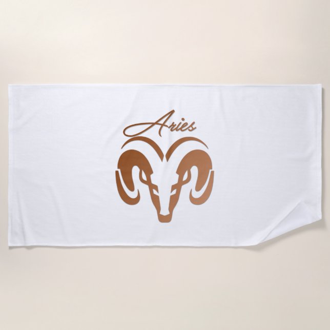 Serviette De Plage Le bronze porte le bélier Zodiac (Devant)