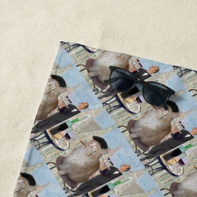 Serviette De Plage Le Cat du Café (En situation)