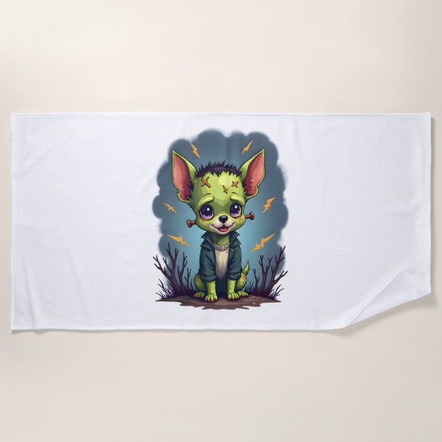 Serviette De Plage Le choc Frankenstein Chihuahua (Devant)