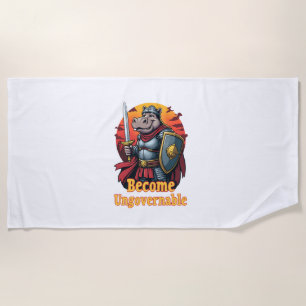 Serviette De Plage Le guerrier épopé du gladiateur Moo Deng Hippo dev