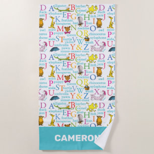 Serviette De Plage Le modèle ABC de Dr Seuss avec des mots