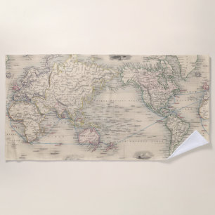Serviette De Plage Le monde sur la projection de Mercator