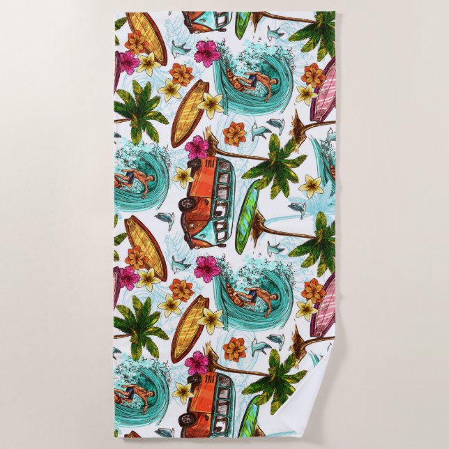 Serviette De Plage Le paradis des surfeurs (Devant)