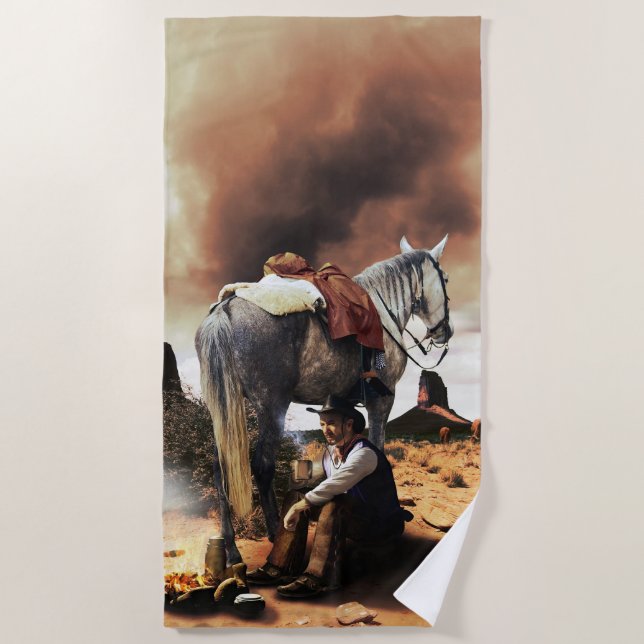 Serviette De Plage Le Repos de Cowboy (Devant)