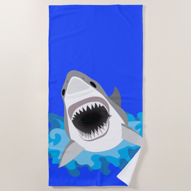 Serviette De Plage Le requin saute du plongeur autonome de vagues (Devant)