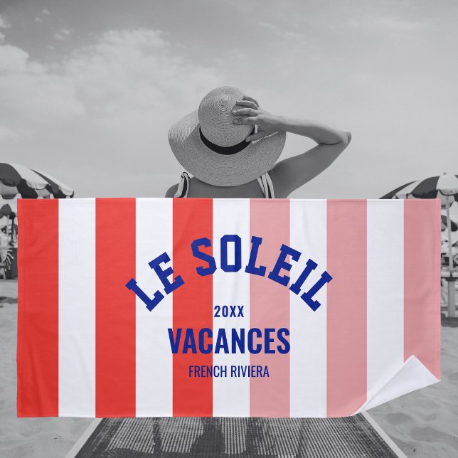 Serviette De Plage Le Soleil Vacances Côte d'Azur Cabana Stripe (Créateur téléchargé)