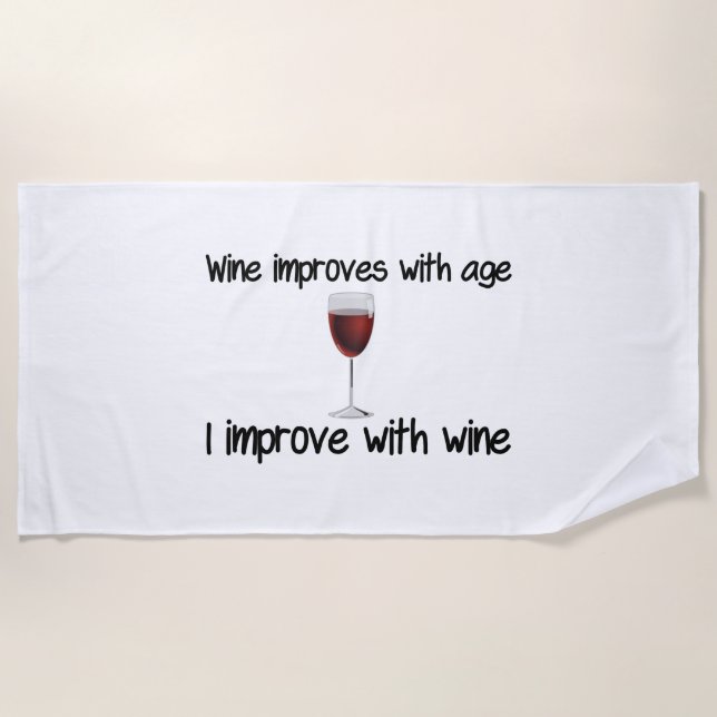 Serviette De Plage le vin s'améliore avec l'âge (Devant)