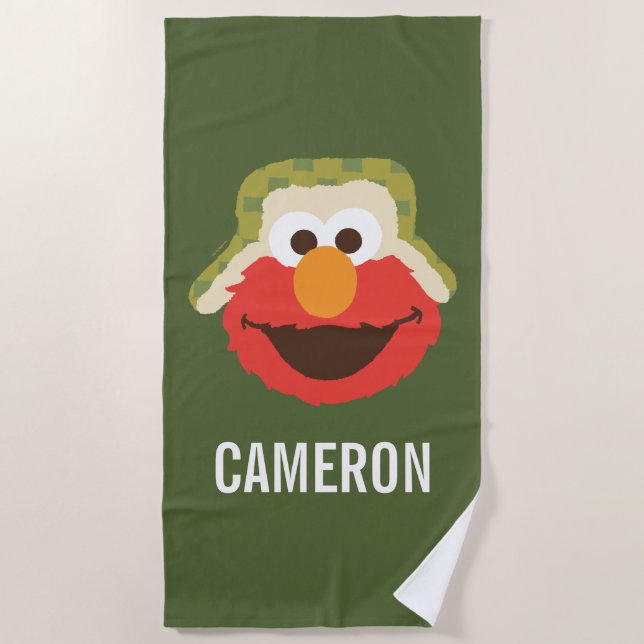 Serviette De Plage Le visage d'Elmo Woodland | Ajouter Votre Nom (Devant)