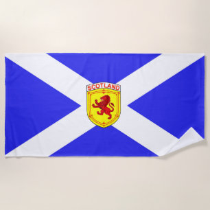 Serviette De Plage L'Ecosse, lion effréné, drapeau antique de