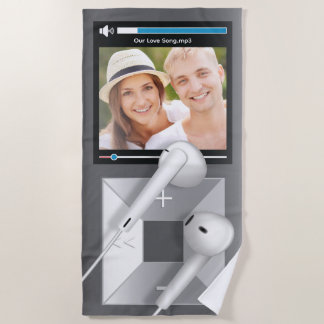 Serviette De Plage Lecteur MP3 avec photo et chanson personnalisées