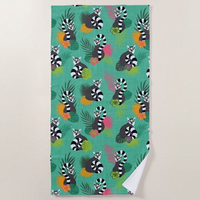 Serviette De Plage Lémurs tropicaux - Aquamarine (Devant)