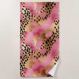 Serviette De Plage Léopard doré rose