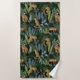 Serviette De Plage Leopard Jungle Forest Illustration Seamless Custom