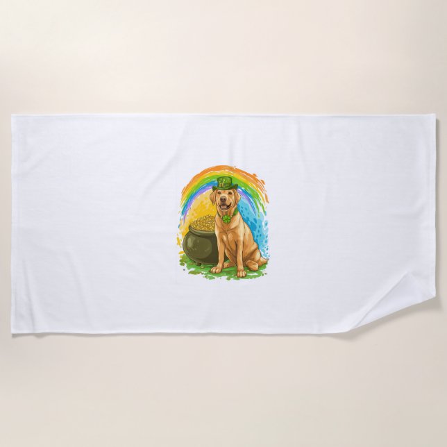 Serviette De Plage Leprechaun Lab - Saint Patrick’s Day Dog (Devant)