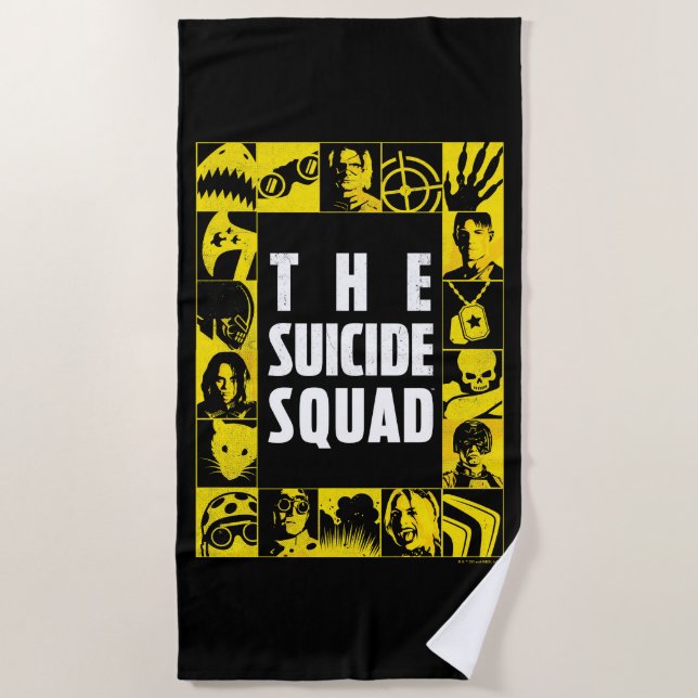Serviette De Plage L'équipe du suicide | Blocs d'icônes jaune et noir (Devant)