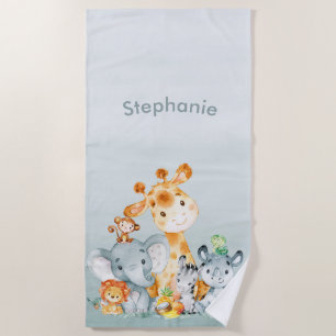 Serviette De Plage Les animaux de la jungle de Cute Safari