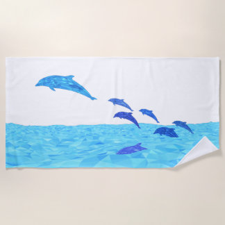 Serviette De Plage Les dauphins de Lowpoly se jettent dans l'océan