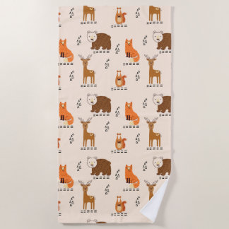 Serviette De Plage Les mignons animaux en bois