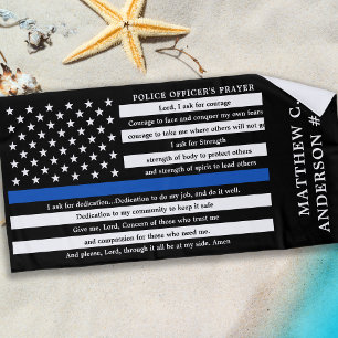 Serviette De Plage Les policiers prient Personnalisée Ligne Bleue Min