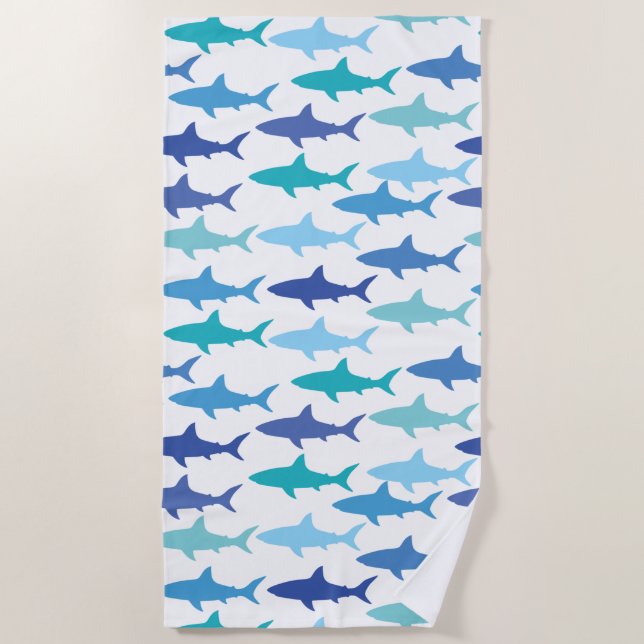 Serviette De Plage Les silhouettes des requins  (Devant)