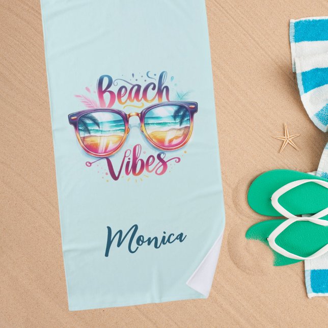 Serviette De Plage Les vitrines de plage citent le nom amusant (Créateur téléchargé)